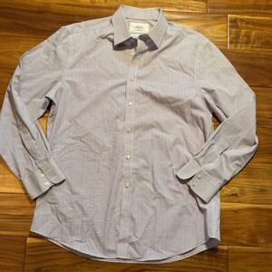 Charles Tyrwhitt Mens 16.5 34 Non Iron Slim Fit Dress Shirt Checker Plaid